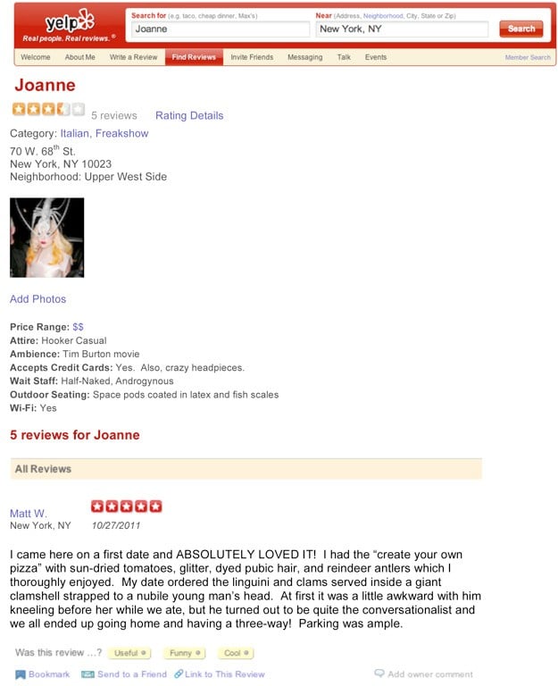 lady gaga yelp