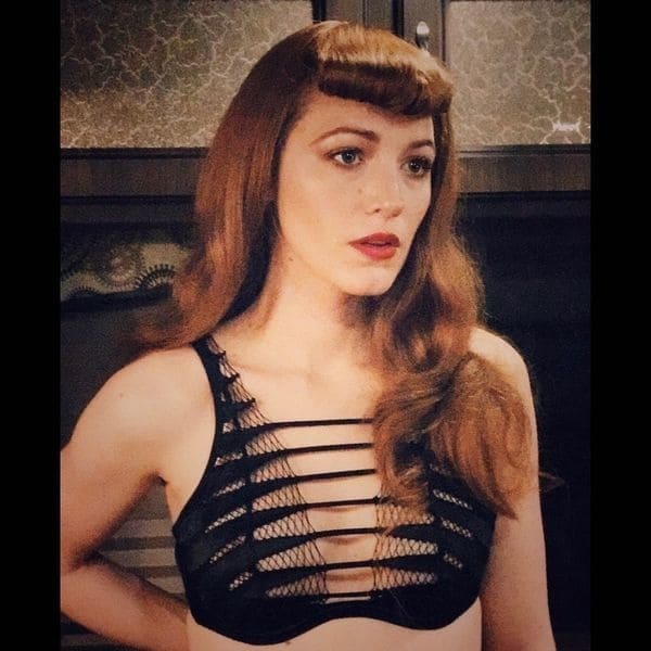 blake lively redhead instagram cleavage black bra