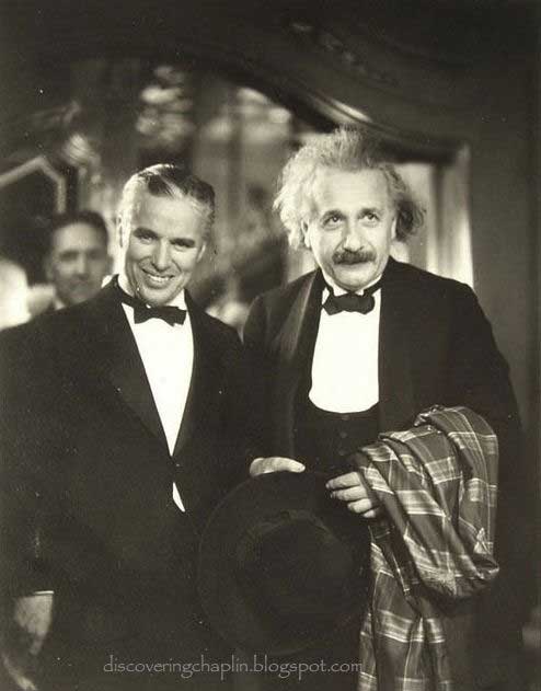 Charlie Chaplin with Albert Einstein at the premiere of his movie City Lights