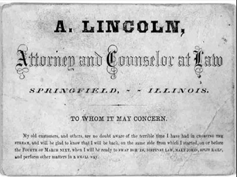 abraham lincoln business card