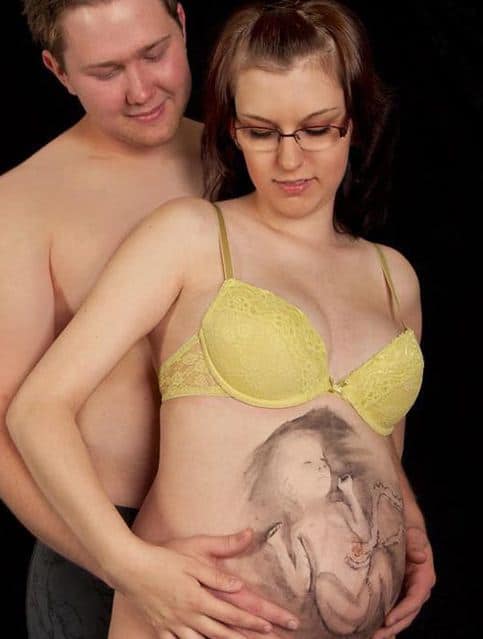 awkward pregnant hand drawn baby