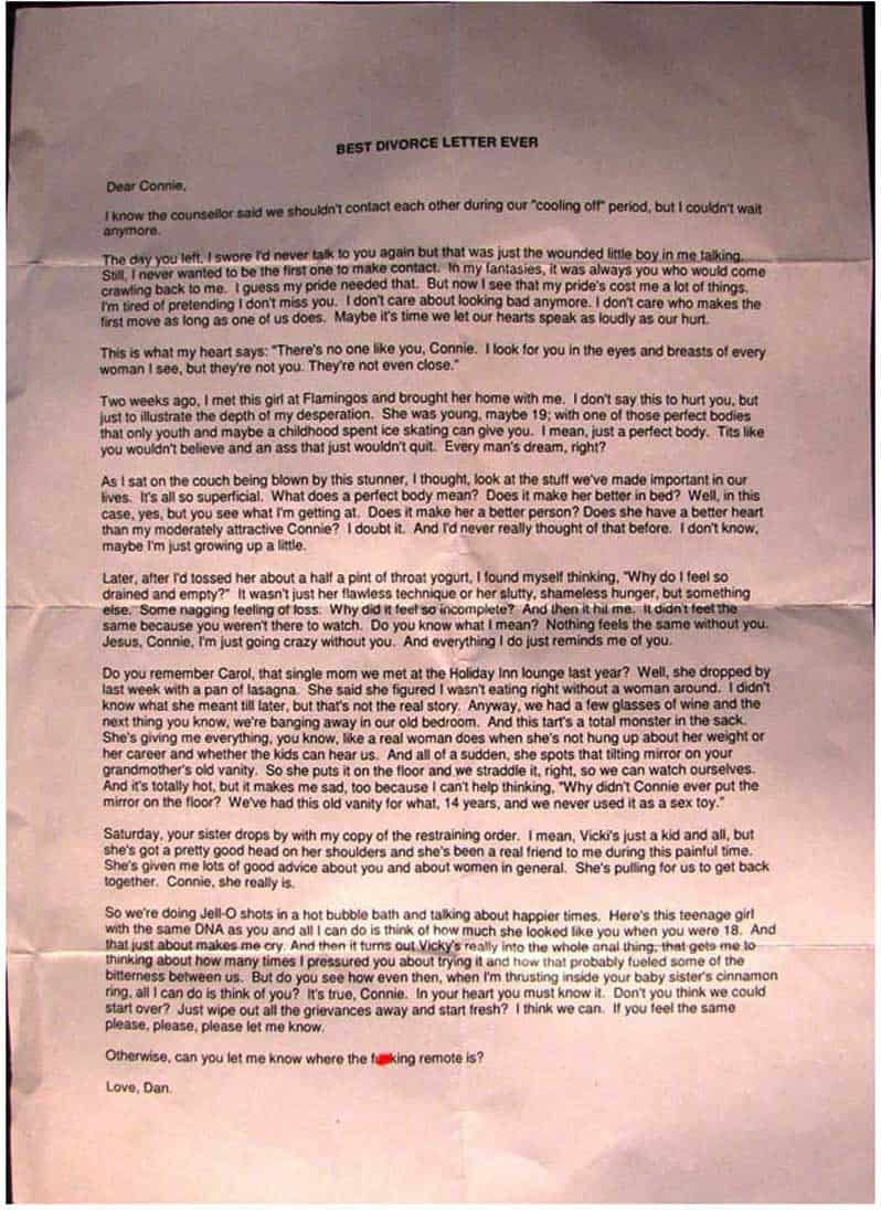best-divorce-letter