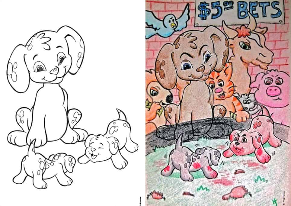 dog fight coloringbookcorruption