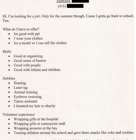 example resume photo