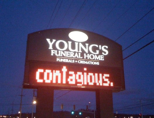 funeral home funny sign