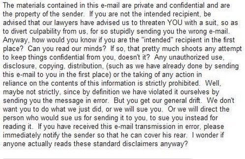 funny email disclaimer
