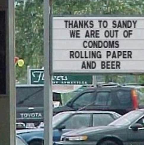 hurricane sandy sign