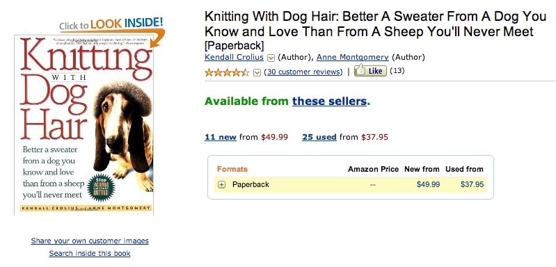 knitting with dog hair