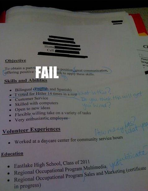 resume photo funny