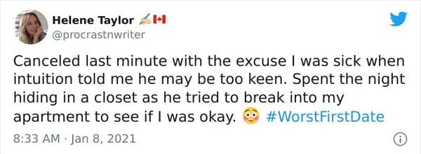 worst first date tweets, hilarious first date tweets, funny first date stories