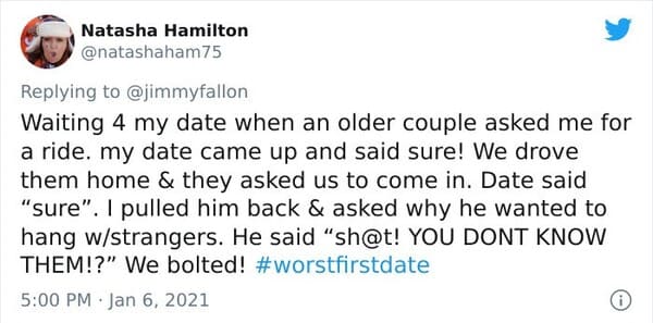 worst first date tweets, hilarious first date tweets, funny first date stories