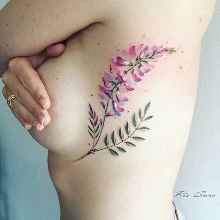 pink flowers boob tattoo, beautiful pink flowers side boob tattoo, pink flowers side boob tattoo, perfect pink flower side boob tattoo, floral side boob tattoo, beautiful floral boob tattoo, boob tattoo, side boob tattoo
