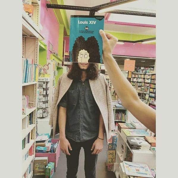 Bookface challenge, librarians and booksellers on instagram and Facebook, fun photos of books, literature porn, lit, reading, cool pics, cute, funny, faces, book covers