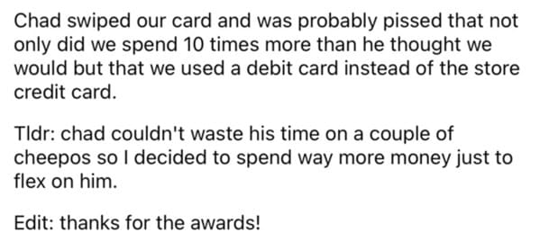 Jewelry store cheap customers, chad story, story on reddit about diamond ring shopping goes viral, petty revenge, Reddit