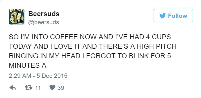 funny too much coffee tweet meme