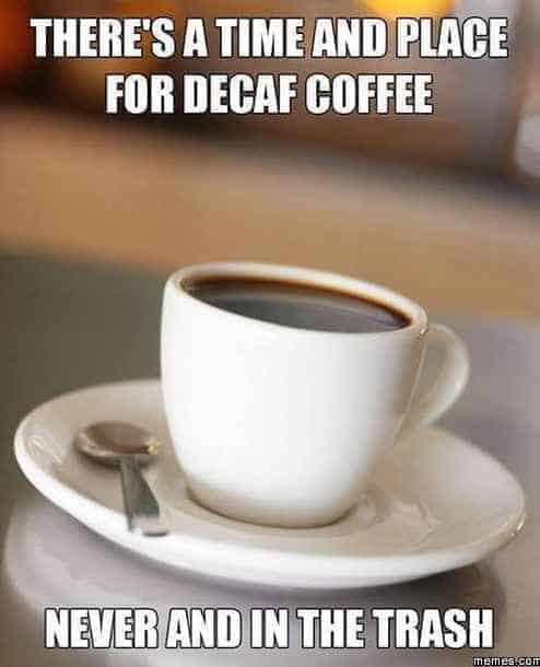 no time or place for decaf coffee meme