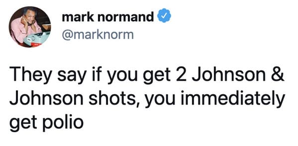 Funny memes about the Johnson and Johnson vaccine, J and J, Johnson vaccine, covid jokes, blood clots, pause on coronavirus vaccine, funny tweets, twitter memes, joke, lol