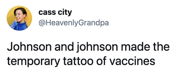 Funny memes about the Johnson and Johnson vaccine, J and J, Johnson vaccine, covid jokes, blood clots, pause on coronavirus vaccine, funny tweets, twitter memes, joke, lol
