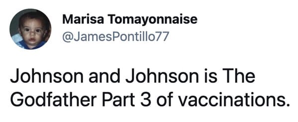 Funny memes about the Johnson and Johnson vaccine, J and J, Johnson vaccine, covid jokes, blood clots, pause on coronavirus vaccine, funny tweets, twitter memes, joke, lol