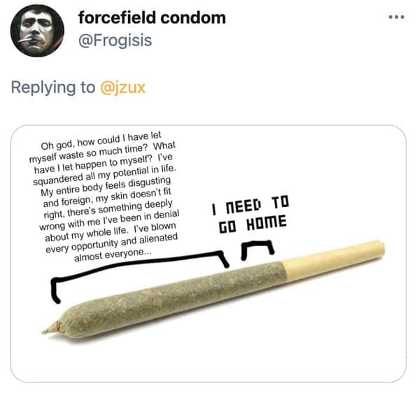 Funny joint memes, jokes about social anxiety, hilarious meme about what it’s like to get high, smoke a blunt, 420, drugs, twitter