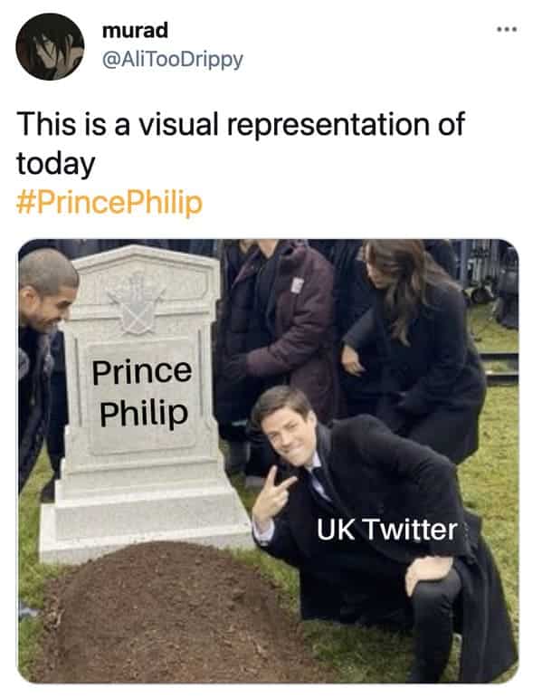 Prince philip death funny tweets, funny jokes about prince Philip dying, mean jokes, death, dying, dead, the royal family, Buckingham palace, RIP prince Philip