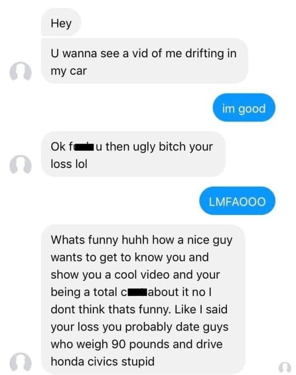 R Niceguys, nice guys reddit, men being rude to women, bad man texts, texting on dating apps, nice dudes being awful, women replying to rude jerks, friend zone, trashy 