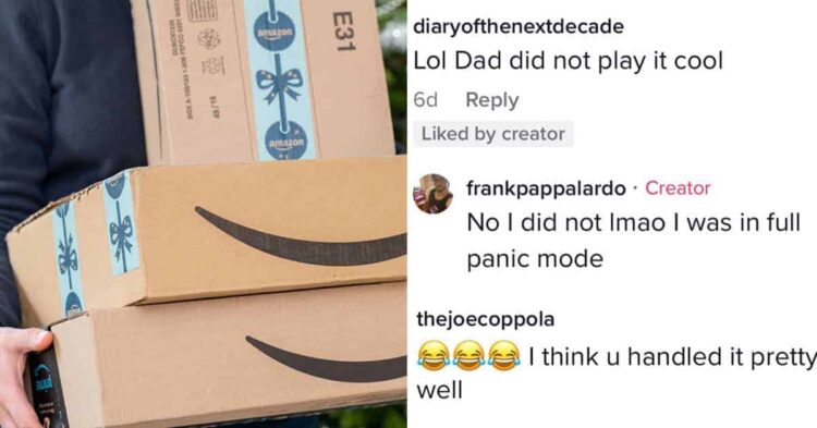 delivery driver leaves gifts on porch for kids to see