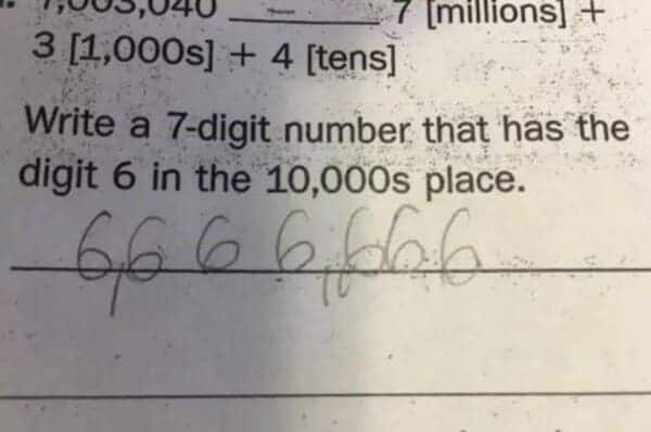math meme - 6 in ten thousands place
