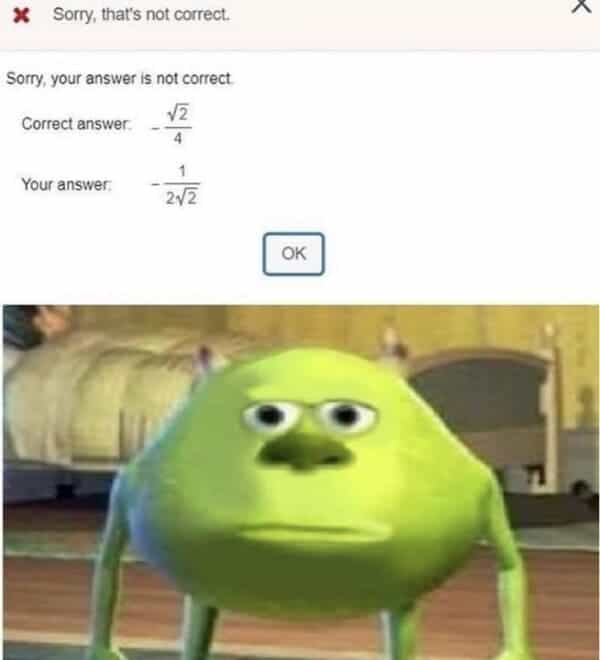 math meme - correct answer your answer